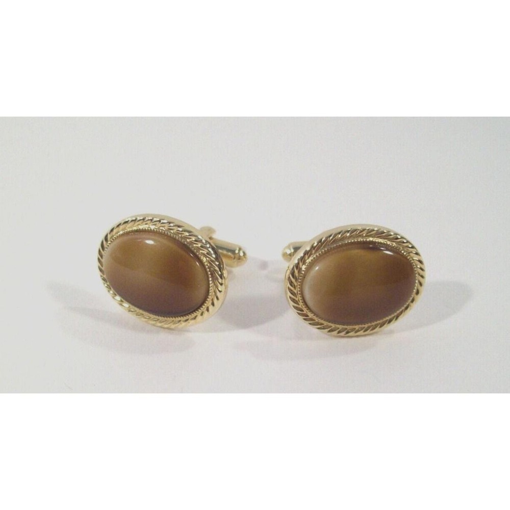 Men's Avon Vintage Tiger Eye Gold Tone Oval Cufflinks